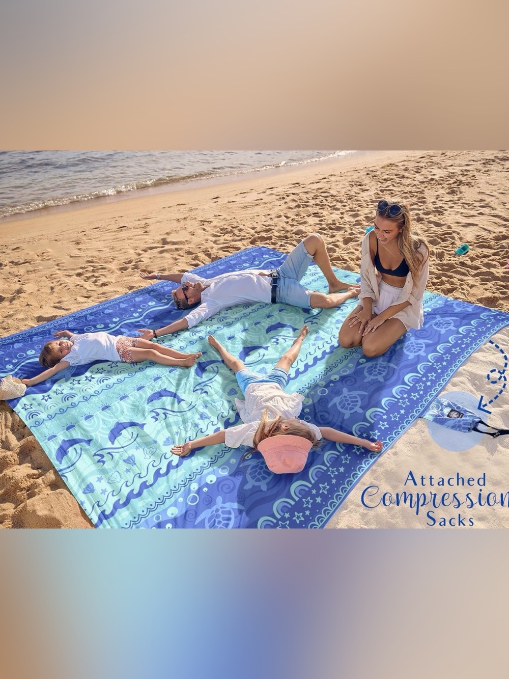 NWT❣️Wekapo Sea dolphin 🐬 Beach Blanket 8X7 FT  (1-4 person) -NWB